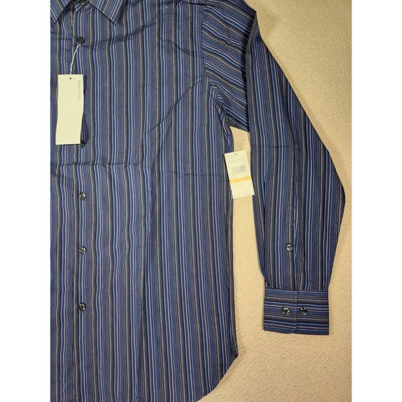 Perry Ellis Shirt Mens Small S Blue Stiped Newbury Key Button Up Cotton NWT 2 - Picture 3 of 12